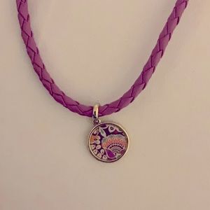 AUTHENTIC Vera Bradley charm necklace w/rope leather chain